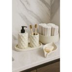 Zigzag Home Dekoratif 5 Parça Tasarım Banyo Seti Sıvı Sabunluk Katı Sabunluk Diş Fırçalık Tepsi ve Havluluk Kase