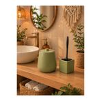 Zigzag Home Dekoratif Bohem Tarz Banyo Seti 4 Lt Çöp Kovası Silikon Uçlu Tuvalet Fırçası Banyo Düzenleyici