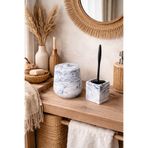 Zigzag Home Dekoratif Mermer Desen Banyo Seti 4 Lt Çöp Kovası ve Silikon Tuvalet Fırçası Banyo Düzenleyici