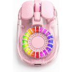 Zilvana Pembe Şeffaf Rgb Işıklı Type-C Şarjlı Kablosuz Mouse