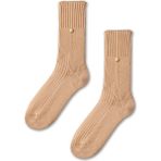 Zımba Detaylı Viskon Triko Soket Çorap Camel - 39 - 42