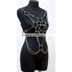 Zincir Detaylı Şık Deri Göğüs Harness, Büstiyer Harness, Deri Göğüs Harness