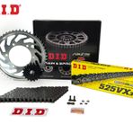 ZİNCİR DİŞLİ SETİ SUZUKI GSF BANDIT S 650cc ZİNCİR: DID-525VX3 Çelik-118 ÖN DİŞLİ: JT 15T ARKA DİŞLİ: SUNSTAR 48T 2007-2