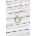 Zincir Gold Renk Ay Yıldız Model Zirkon Taşlı Kadın Kolye // Xd-Bko10905-St
