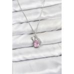Zincir Gümüş Renk Pembe Kuğu Model Zirkon Taşlı Kadın Kolye - Ebj260130w39293