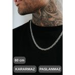 #ZincirKolye 316L Çelik Kral Zincir Erkek Kolye Gümüş Renk 60 cm Kararmaz Paslanmaz Kalın Halkalı Şı