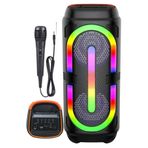 Zineets Bluetooth Hoparlör Parti Hoparlörü Karaoke Mikrofon Hediyeli Işıklı Ses Bombası Radyo Usb Sd Girişli