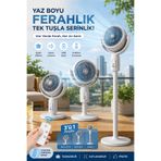 Zineets F2 Fan Masaüstü ve Ayaklı Kullanım Şarjlı Döner Başlı Zaman Ayarlı Kumandalı 5 Kademeli Vantilatör