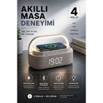 Zineets Kablosuz Şarj Standlı Saatli Işıklı Bluetooth Hoparlör Speaker Çalar Saat Masaüstü