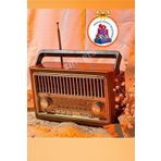 Zineets Nostaljik Radyo Fm Ahşap Görünümlü Bluetooth Hoparlör Ahşap Renk Vintage Işıklı USB Sd
