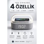 Zineets Saatli Işıklı Bluetooth Hoparlör Speaker Kablosuz Şarj Standlı Çalar Saat ELİTE