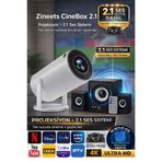 Zineets Taşınabilir Android Projeksiyon + Ses Sistemi Wifi Destekli Akıllı Sinema Projektör Ultra Hd