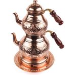 Zinnun Bakır Ocaklı Lale-Zımba Işlemeli Orta Boy Çaydanlık 0.70 mm Sac 1,8 ml +0.80 ml Hacim