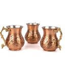 Zinnun Germanicia Klasik Desen Oyma Ayran Bardağı/maşrapa - 2 Adet - Bakır - 250 ml