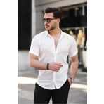 ZİNOX Erkek Kısa Kol Delikli Desen Örme Kumaş Regular Kalıp Kalıp Yeni Sezon Gömlek