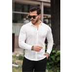 ZİNOX Erkek Uzun Kol Çapraz Delikli Özel Tasarım Desen Örme Kumaş Regular Kalıp Gömlek