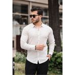 Zinox Erkek Uzun Kol Delikli Desen Örme Kumaş Regular Kalıp Kalıp Yeni Sezon Gömlek - Bej - XL