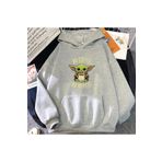 zip moda Baby Yoda No Coffee No Workee Baskılı Kapüşonlu Sweatshirt Hoodie
