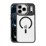 Zipax Apple iPhone 17 Pro Max ile Uyumlu Kılıf, MagSafe Şarj Özellikli, Lensli Stand, Şeffaf, Siyah