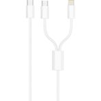 Zipax Huawei Nova Y60 Y61 Y62 Y70 Y71 Type-C / Lightninh 2in1 Şarj Kablosu SUBZ-CL15-C - Subz-CL15-C Beyaz