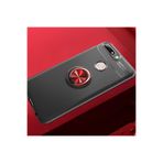 Zipax Huawei Y7 2018 İle Uyumlu Kılıf Ravel Yüzüklü Silikon Kapak Siyah Kırmızı