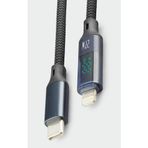 Zipax iPhone 11, 11 Pro, 11 Pro Max Uyumlu PD Lightning 27W Hızlı Şarj Kablosu, LED Göstergeli, Hasır Örgü, Lacivert