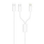 Zipax iPhone 13, 13 Pro, 13 Pro Max ile Uyumlu Type-C/Lightning 2in1 Şarj Kablosu, 20W, 5A, Beyaz