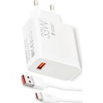 Zipax Redmi Note 8 9 9t 10 10S Lite Pro Type-C 33W Turbo Hızlı Şarj Aleti Set SUBZ-SG37-AC - Subz-SG37-AC Beyaz