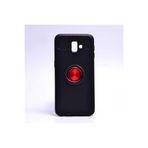 Zipax Samsung Galaxy İle Uyumlu J6 Plus Kılıf Ravel Yüzüklü Standlı Silikon Kapak Siyah Kırmızı