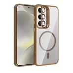 Zipax Samsung Galaxy S24 FE ile Uyumlu Kılıf, MagSafe Şarj Özellikli, Lensli Stand, Kahverengi