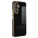 Zipax Samsung Galaxy S25 FE ile Uyumlu Parlak Silikon Kılıf, Gold Detaylı, Siyah