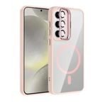 Zipax Samsung Galaxy S25 Uyumlu Kılıf, MagSafe Şarj Özellikli, Lensli Stand, Pembe