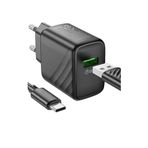 Zipax Type-C 18W QC 3.0 Hızlı Şarj Aleti, iPad Pro Air 4 11 12.9 13 Mini 6 7 Air 4 5 ile Uyumlu, Kablo Dahil, Siyah