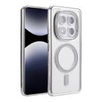 Zipax Xiaomi Redmi Note 14 Pro 5G ile Uyumlu Kılıf, M-Safe Şarj Özellikli, Simli Taşlı, Gri