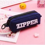 Zipper Geniş Kapasiteli Kalemlik Büyük Fermuarlı Kaliteli Kalem Kutusu Cüzdan - Lacivert