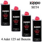 Zippo Çakmak ikmal Seti 4 Bidon Benzin Set4