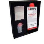 Zippo Çakmak Polish Parlak Gri Hediyelik Set Metal Alaşım Benzinli Yakıt ile Premium Tasarım