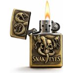 Zippo Modeli Eskitme Pirinç Modeli Benzinli Çakmak+Benzin+Taş+Fitil - Ahşap - Bej - Siyah - 1