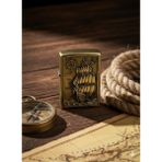 Zippo Modeli Eskitme Pirinç Modeli Benzinli Çakmak+Benzin+Taş+Fitil - Ahşap - Bej - Siyah - 3