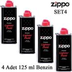 Zippo Premium Çakmak Benzini 4 Adet 125 ml Şık Tasarım ile Hediye Seçeneği Sunar - Siyah