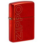Zippo Rüzgar çakmağı – Dikey logo, metalik kırmızı, lazer gravür – Doldurulabilir – Tekrar kullanılabilir – Rüzgara dayanıklı tasarım – Hediye kutusu – ABD'de üretilmiştir