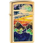 Zippo Rüzgar Geçirmez Desenli Slim Pirinç Çakmak