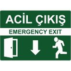 ZiPrinter Acil Çıkış Emergency Exıt Isg Uyarı Levhası Pvc A3 30X42 cm - 30 x 42 cm