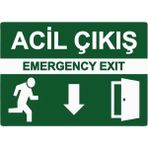 ZiPrinter Acil Çıkış Emergency Exıt Isg Uyarı Levhası Pvc A4 21X30 cm - 21 x 30 cm