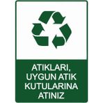 ZiPrinter Atıkları, Uygun Atık Kutularına Atınız Isg Uyarı Levhası Pvc A5 15X21 cm - 15 x 21 cm