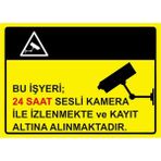 ZiPrinter Bu Işyeri 24 Saat Sesli Kamera Ile Izlenmekte V Kayıt Altına Isg Uyarı Levhası Pvc A5 15X21 cm - 15 x 21 cm