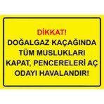 ZiPrinter Dikkat! Doğalgaz Kaçağında Pencereleri Aç Odayı Havalandır! Isg Uyarı Levhası Pvc A5 15X21 cm - 15 x 21 cm