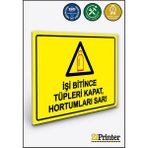 ZiPrinter Işi Bitince Tüpleri Kapat, Hortumları Sar! Isg Uyarı Levhası Dekota 15X21 cm - 15 x 21 cm - Dekota Forex