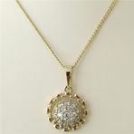Zirkon Çerçeveli Madalyon Kolye - 14K Altın Kaplama - 45 cm
