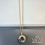 Zirkon-Sedef Taşlı Zincir Çelik Uç Kısmı Pirinç Kolyeler 40 + 5 Cm Uzatma Payı - Kl0102